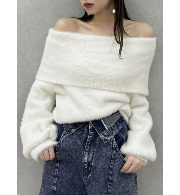 dazzlin「シャギーオフショルニットプルオーバー」|ニット・セーター|オフホワイト