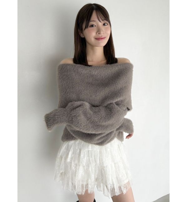 dazzlin「シャギーオフショルニットプルオーバー」|ニット・セーター|ブラウン