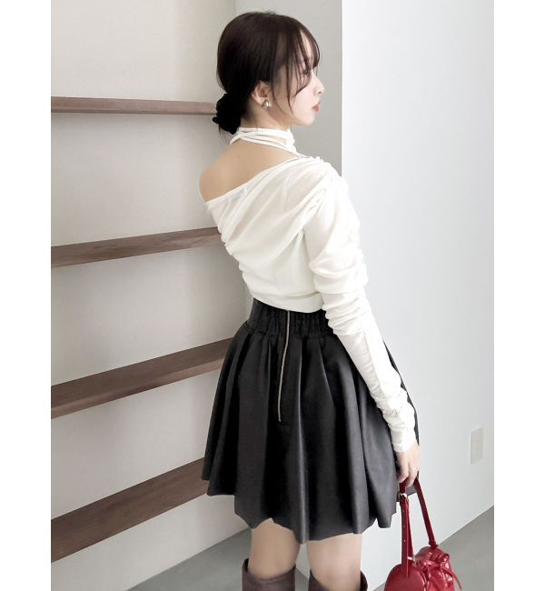 dazzlin「アシメギャザーシアーベロアカットソー」|Tシャツ・カットソー|