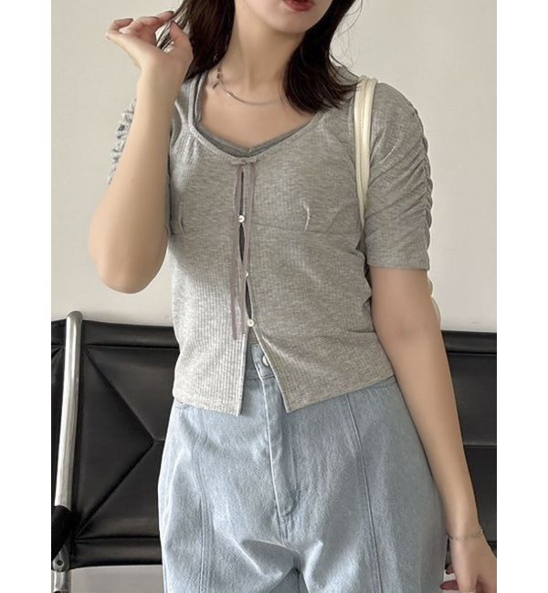 dazzlin「カーデタイトリボンカットトップス」|Tシャツ・カットソー|