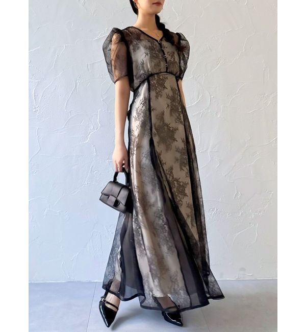 dazzlin「ラメチュールレースパイピングドレス」|ドレス|