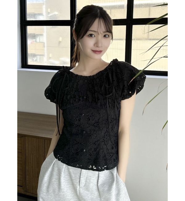 dazzlin「2WAYバルーンスリーブコットンレースブラウス」|シャツ・ブラウス|