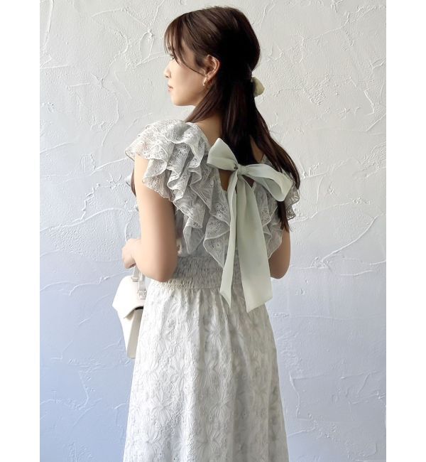 dazzlin「【WEB限定】バックリボンレースノースリワンピース」|ワンピース|