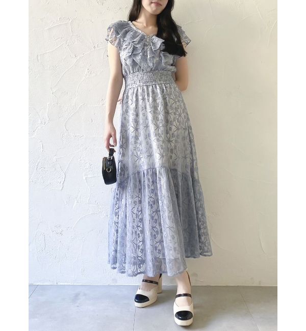 dazzlin「【WEB限定】バックリボンレースノースリワンピース」|ワンピース|ブルー