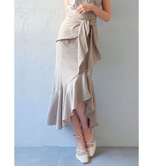 dazzlin「ラップマーメイドラインスカート」|スカート|ベージュ