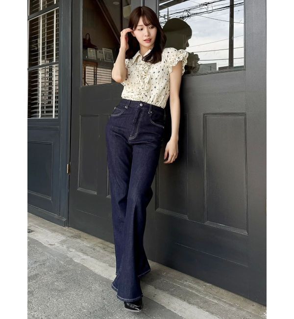 dazzlin「シュリンクフラワーフリルシャツ」|シャツ・ブラウス|