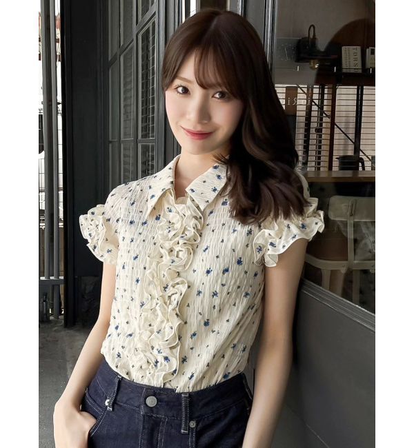 dazzlin「シュリンクフラワーフリルシャツ」|シャツ・ブラウス|