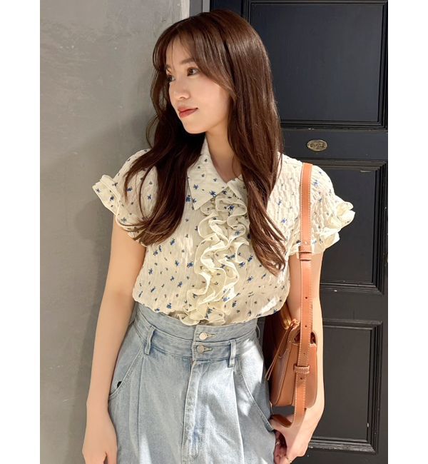 dazzlin「シュリンクフラワーフリルシャツ」|シャツ・ブラウス|