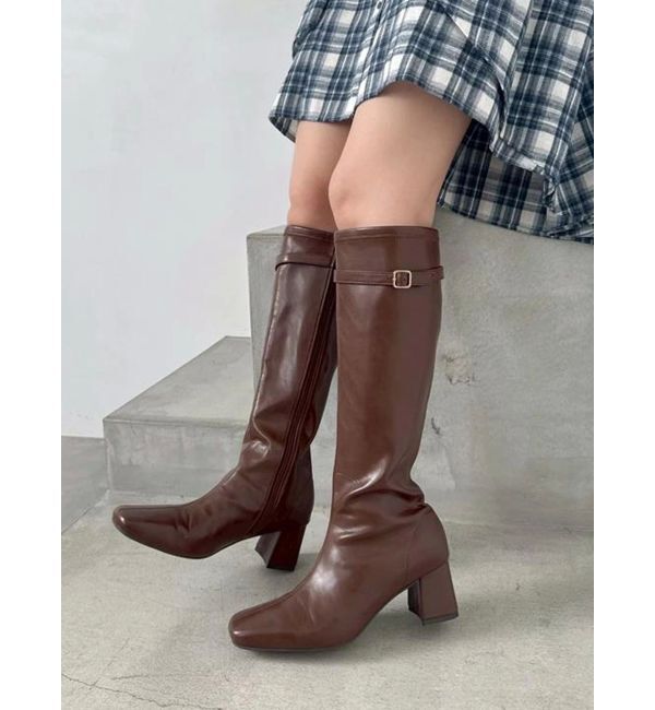 dazzlin「ロングフィットブーツ」|ロングブーツ|ブラウン