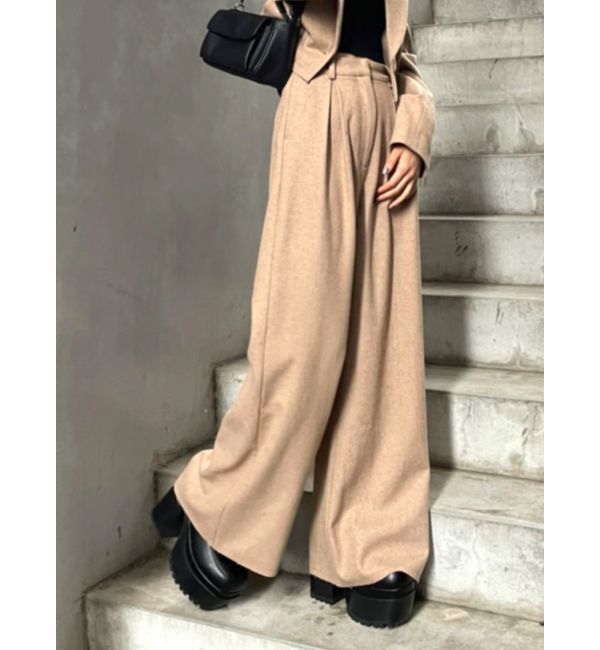 EMODA「ウールブレンドワイドパンツ」|その他|ベージュ