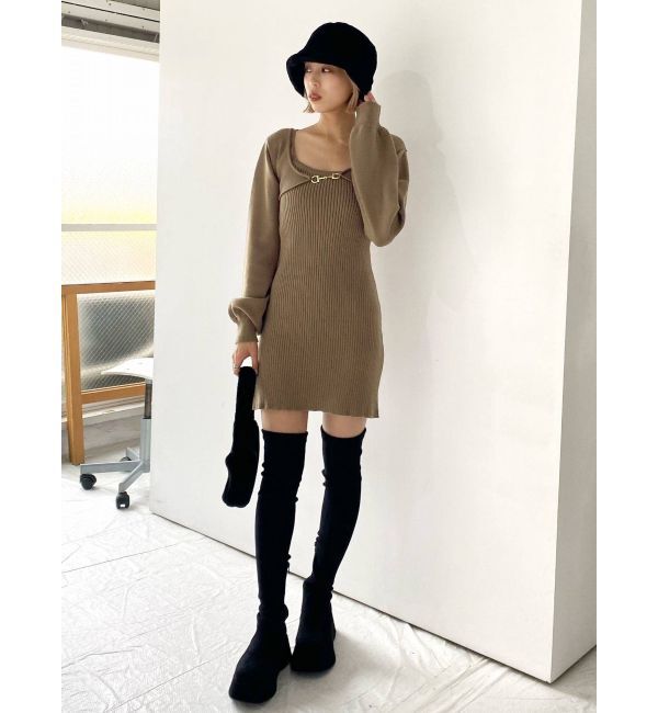 EMODA「チェーンカバーニットワンピース」|ワンピース|