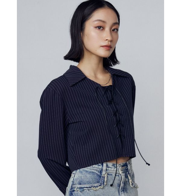 EMODA「レースアップショートシャツ」|シャツ・ブラウス|