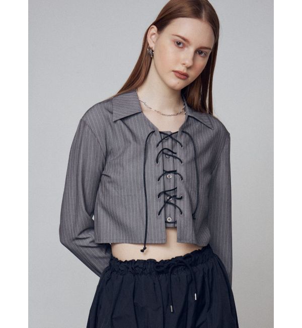EMODA「レースアップショートシャツ」|シャツ・ブラウス|
