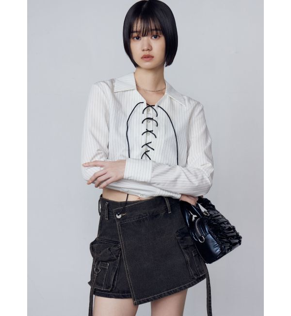 EMODA「レースアップショートシャツ」|シャツ・ブラウス|