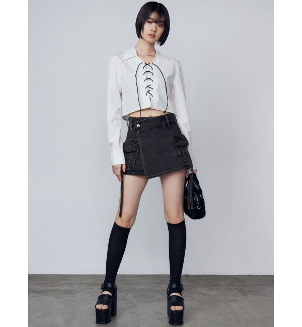 EMODA「レースアップショートシャツ」|シャツ・ブラウス|