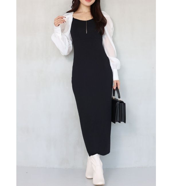 MERCURYDUO「2WAYドレープスリーブボレロセットニットワンピース」|ワンピース|ブラック