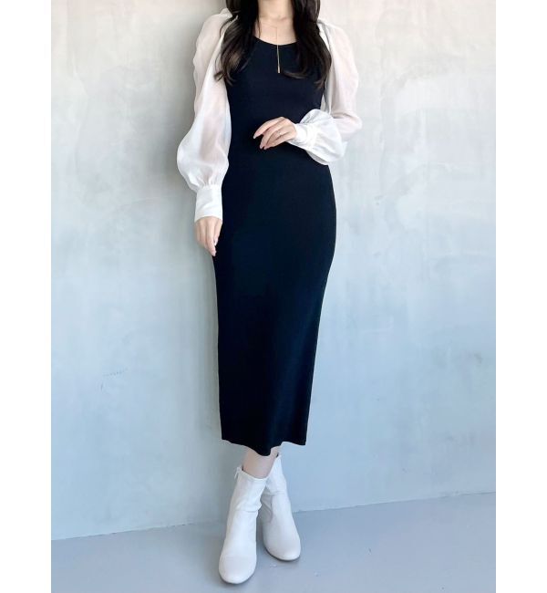 MERCURYDUO「2WAYドレープスリーブボレロセットニットワンピース」|ワンピース|