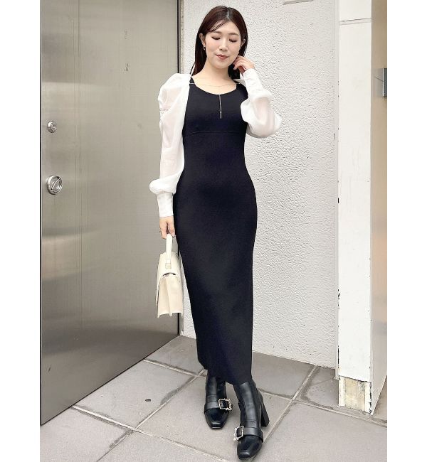 MERCURYDUO「2WAYドレープスリーブボレロセットニットワンピース」|ワンピース|