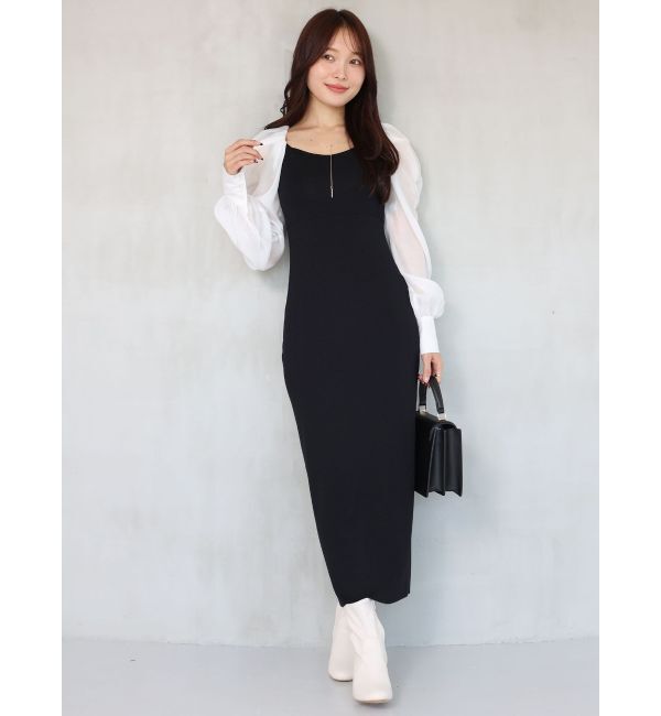 MERCURYDUO「2WAYドレープスリーブボレロセットニットワンピース」|ワンピース|
