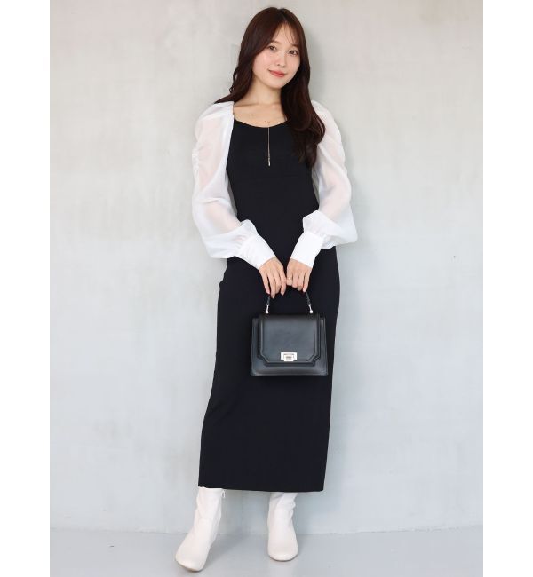 MERCURYDUO「2WAYドレープスリーブボレロセットニットワンピース」|ワンピース|