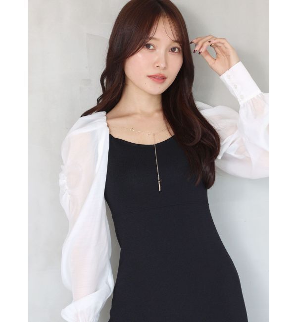 MERCURYDUO「2WAYドレープスリーブボレロセットニットワンピース」|ワンピース|