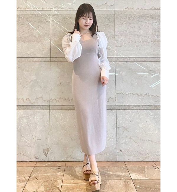 MERCURYDUO「2WAYドレープスリーブボレロセットニットワンピース」|ワンピース|ベージュ