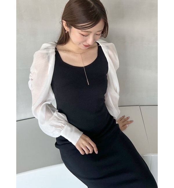 MERCURYDUO「2WAYドレープスリーブボレロセットニットワンピース」|ワンピース|ミックス