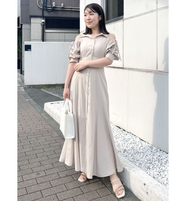 MERCURYDUO「オープンショルダーシャツワンピース」|ワンピース|