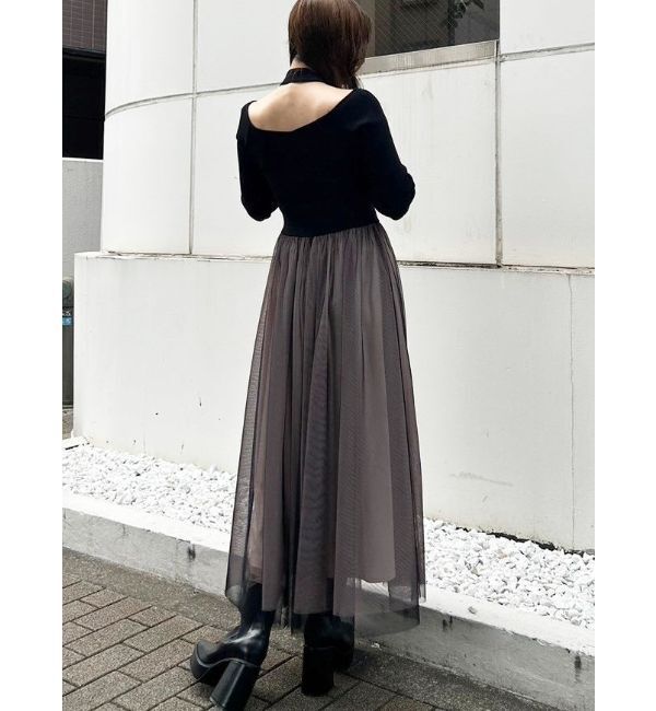 MERCURYDUO「2WAYチュールニットドッキングワンピース」|ワンピース|