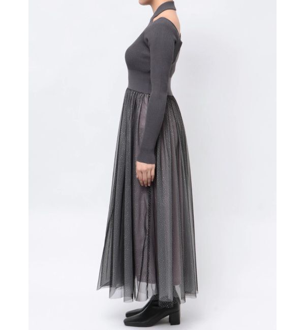 MERCURYDUO「2WAYチュールニットドッキングワンピース」|ワンピース|