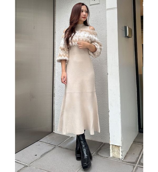 MERCURYDUO「ノルディックジャカードドッキングニットワンピース」|ワンピース|