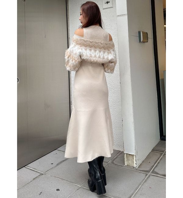 MERCURYDUO「ノルディックジャカードドッキングニットワンピース」|ワンピース|