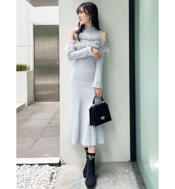 MERCURYDUO「チュールドッキングフレアマーメイドワンピース」|ワンピース|