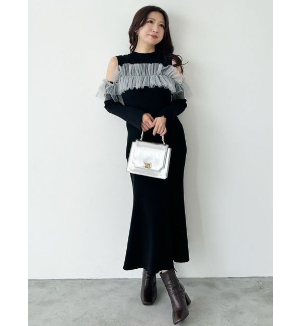 MERCURYDUO「チュールドッキングフレアマーメイドワンピース」|ワンピース|