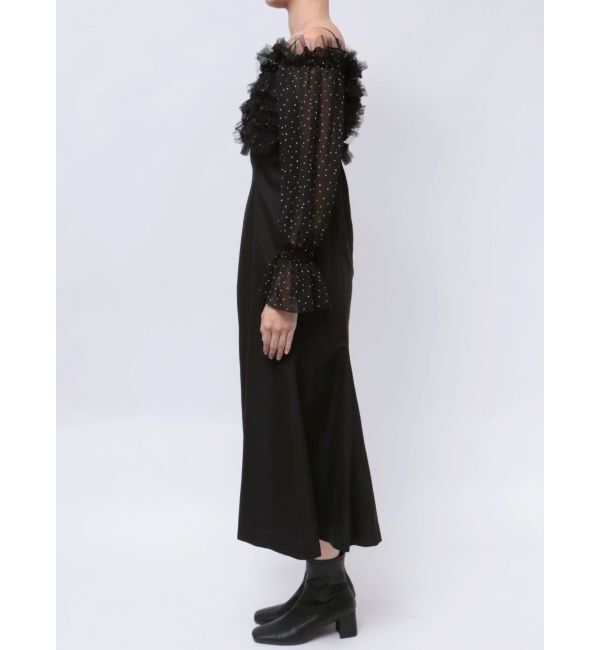 MERCURYDUO「シアーMIXフリルマーメイドワンピース」|ワンピース|