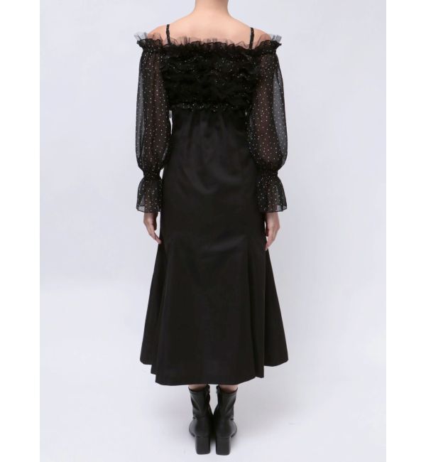 MERCURYDUO「シアーMIXフリルマーメイドワンピース」|ワンピース|