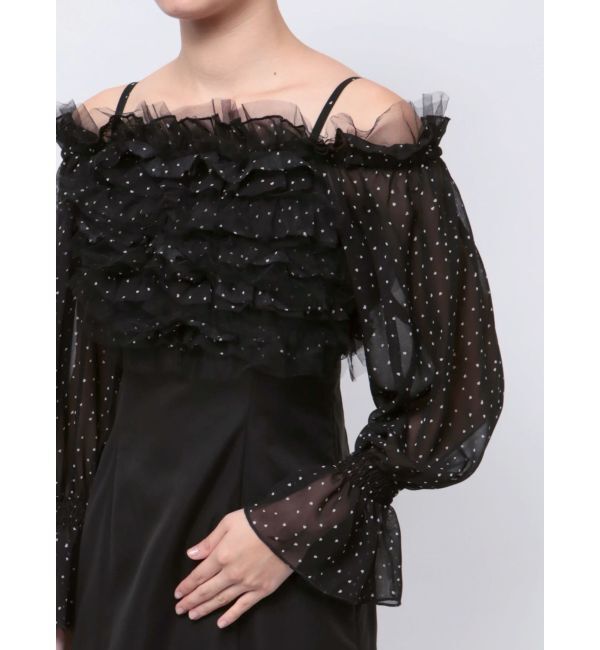 MERCURYDUO「シアーMIXフリルマーメイドワンピース」|ワンピース|