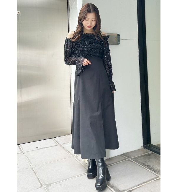 MERCURYDUO「シアーMIXフリルマーメイドワンピース」|ワンピース|