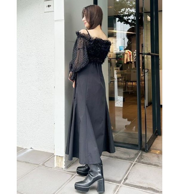 MERCURYDUO「シアーMIXフリルマーメイドワンピース」|ワンピース|