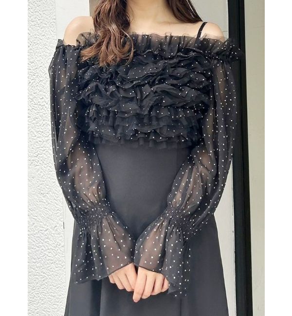 MERCURYDUO「シアーMIXフリルマーメイドワンピース」|ワンピース|