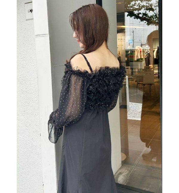 MERCURYDUO「シアーMIXフリルマーメイドワンピース」|ワンピース|