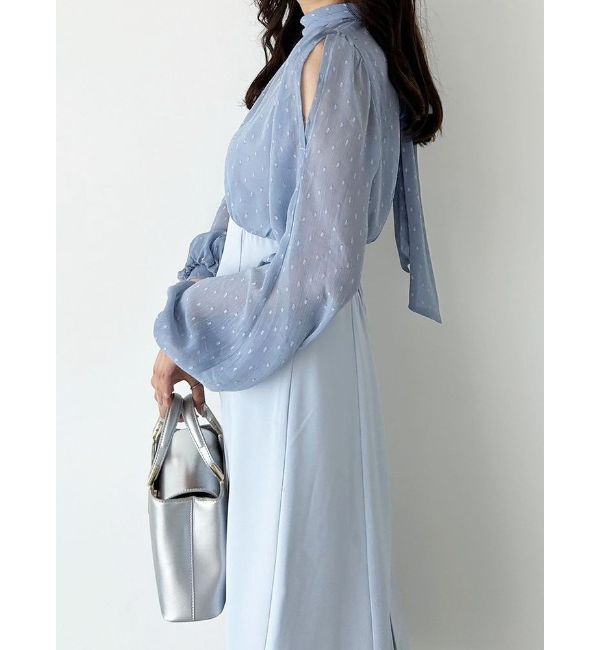 MERCURYDUO「シアーブラウスドッキングフレアワンピース」|ワンピース|