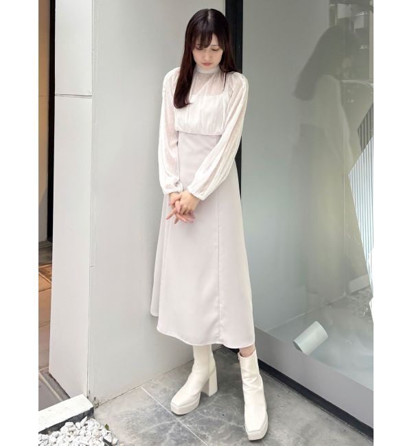 MERCURYDUO「シアーブラウスドッキングフレアワンピース」|ワンピース|