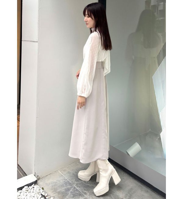 MERCURYDUO「シアーブラウスドッキングフレアワンピース」|ワンピース|