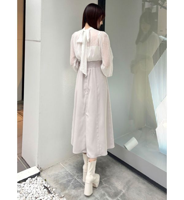 MERCURYDUO「シアーブラウスドッキングフレアワンピース」|ワンピース|