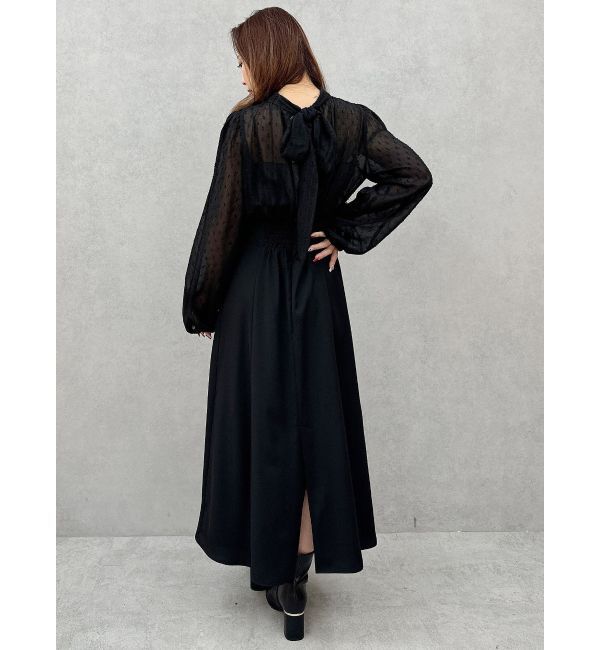 MERCURYDUO「シアーブラウスドッキングフレアワンピース」|ワンピース|