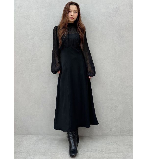 MERCURYDUO「シアーブラウスドッキングフレアワンピース」|ワンピース|