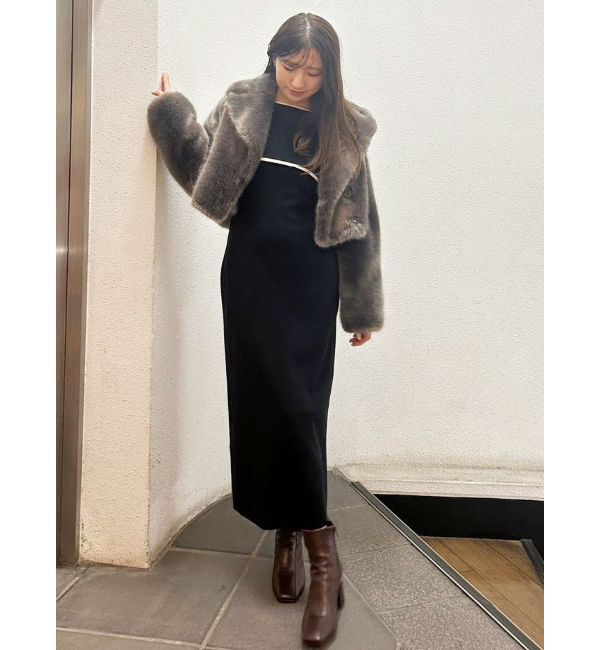 MERCURYDUO「3WAY配色ストラップバッククロスロングスリーブワンピース」|ワンピース|