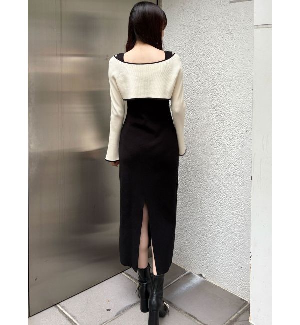 MERCURYDUO「3WAY配色ストラップバッククロスロングスリーブワンピース」|ワンピース|