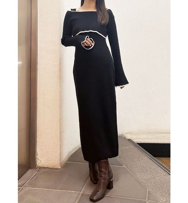 MERCURYDUO「3WAY配色ストラップバッククロスロングスリーブワンピース」|ワンピース|ミックス